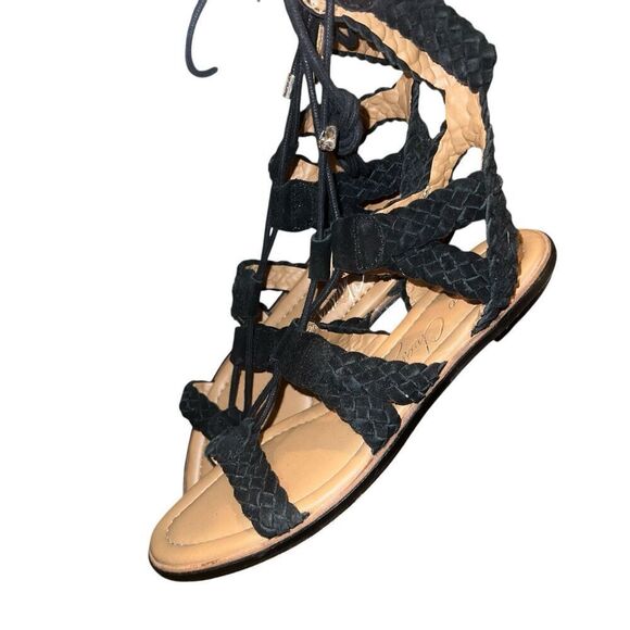 Arturo Chiang black braided suede gladiator Cassie Lace-Up Sandals Size 8.5 - Picture 6 of 6